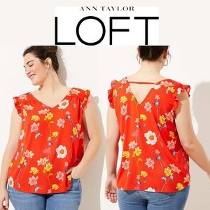 LOFT Plus Lily Bar Back Flutter Floral Top 16
